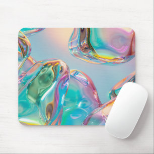 Holographic Liquid Metal Gradient Aura Aesthetic Mouse Mat