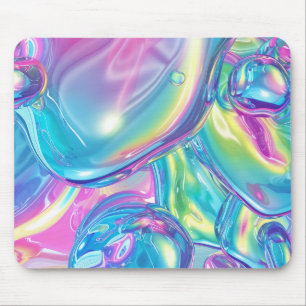 Holographic Liquid Metal Gradient Aura Aesthetic Mouse Mat
