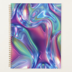 Holographic Liquid Metal Gradient Aura Aesthetic Planner
