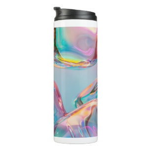 Holographic Liquid Metal Gradient Aura Aesthetic Thermal Tumbler
