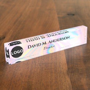 Holographic logo Custom Desk Nameplate