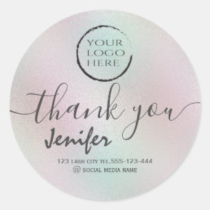 holographic  logo script thank you classic round sticker