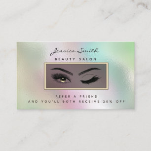 holographic luminous eyelashes & eyebrows wink referral card