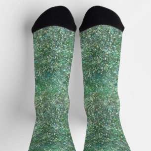 Holographic Luxury Green Rainbow Glitter Socks