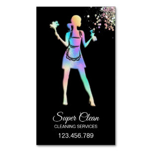 Holographic Maid Cleaning Cleaning Services Busine Magnetic Business Card