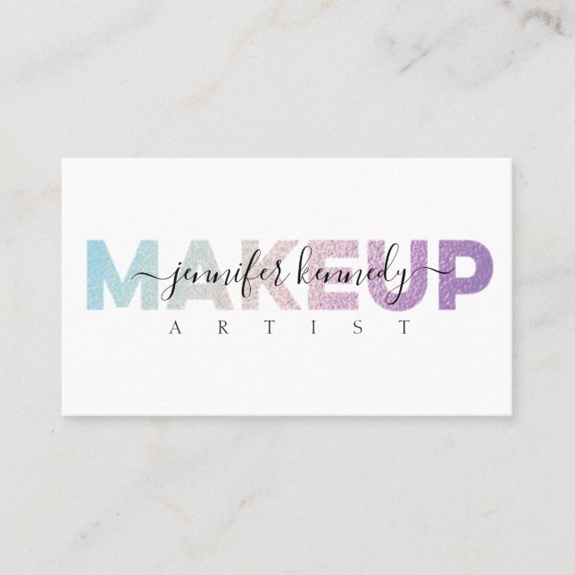 Holographic Makeup Artist Iridescent Beauty Salon Business Card (Front)