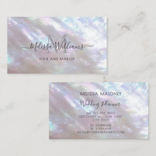Holographic Makeup Artist Monogram Business Card