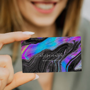 Holographic Marble Elegant Trendy Personalised Business Card