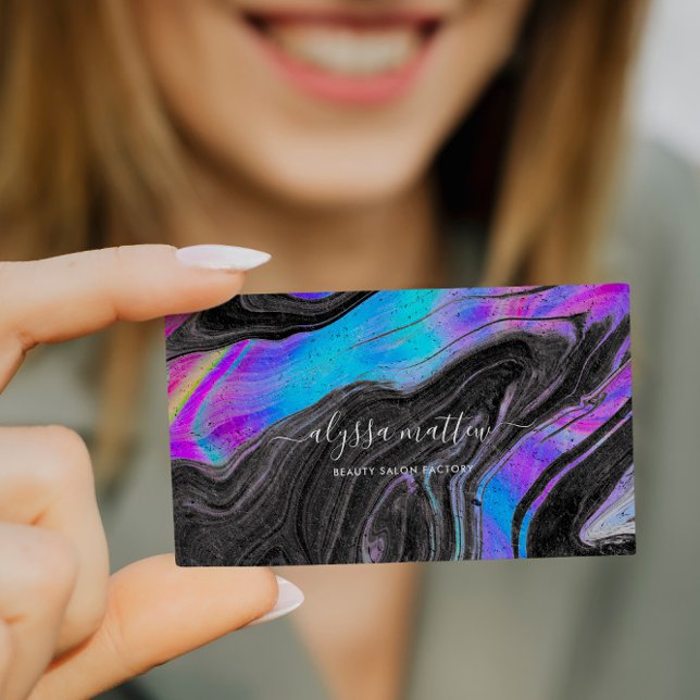 Holographic Marble Elegant Trendy Personalised Business Card (Creator Uploaded)