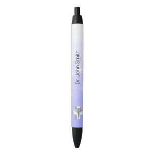 Holographic Medical 3D Caduceus White Cross Black Ink Pen