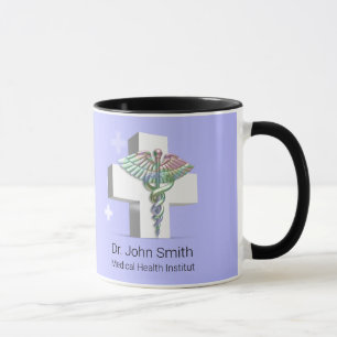 Holographic Medical 3D Caduceus White Cross Mug