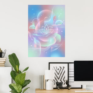 Holographic Meditation Yoga Iridescent Art Poster
