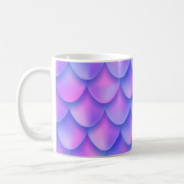Holographic mermaid tail, vibrant foil texture. coffee mug (Left)