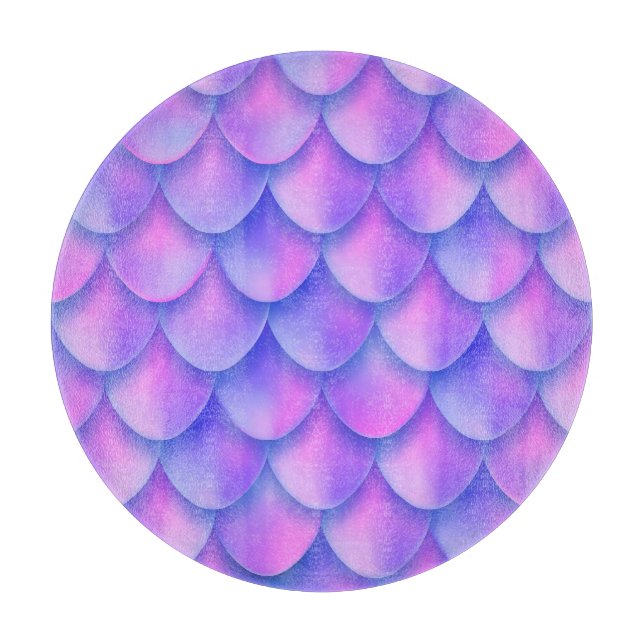 Holographic mermaid tail, vibrant foil texture. cutting board (Front)