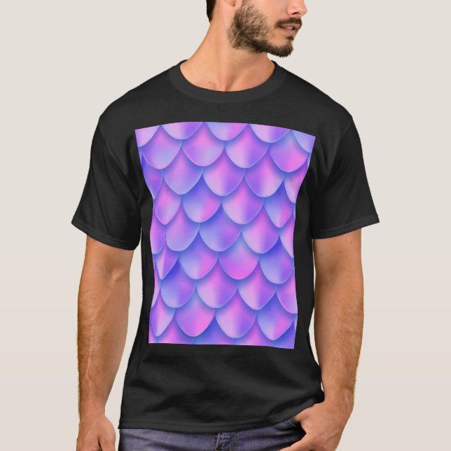 Holographic mermaid tail, vibrant foil texture. T-Shirt (Front)