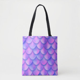Holographic mermaid tail, vibrant foil texture. tote bag