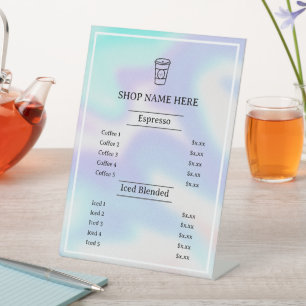 Holographic Minimalist Café Just Coffee Menu Pedestal Sign