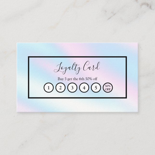 Holographic Minimalist Elegant Loyalty Business Card (Front)