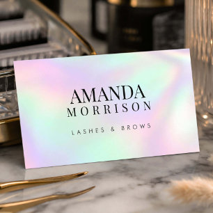Holographic Minimalist Lash Artist Business Card