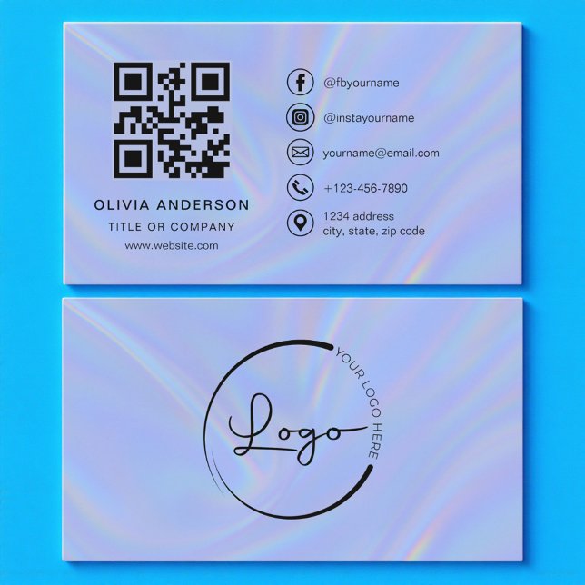 Holographic Minimalist QR Code Business Card (Creator Uploaded)