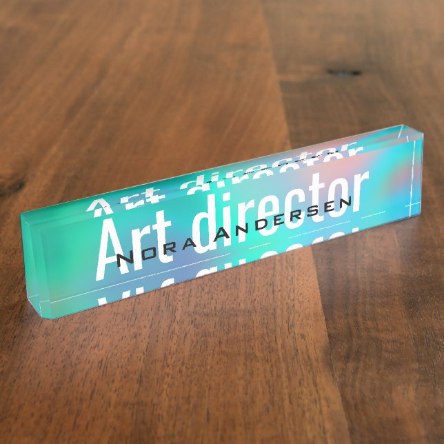 Holographic Modern Bold Business Nameplate (Side)