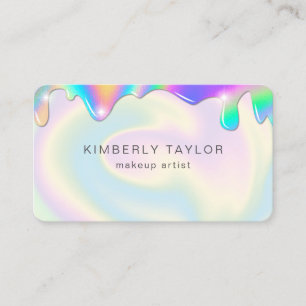 holographic modern makeup girly unicorn iridescent business card
