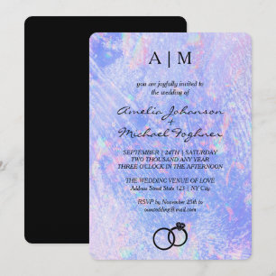 Holographic Modern Monogram Wedding Invitation 