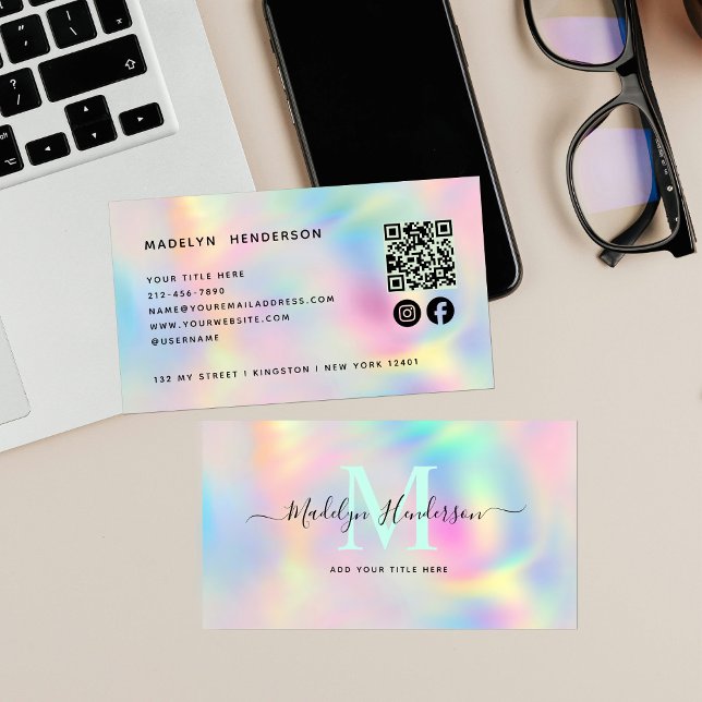 Holographic Modern Unique Professional QR code Business Card (Creator Uploaded)