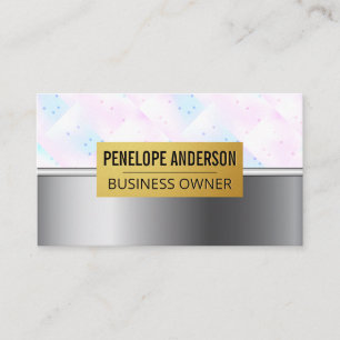 Holographic Mosaic Geometric   Metallic Business Card