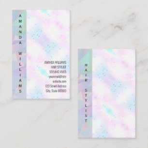Holographic Mosaic Geometric   Vertical Text Business Card