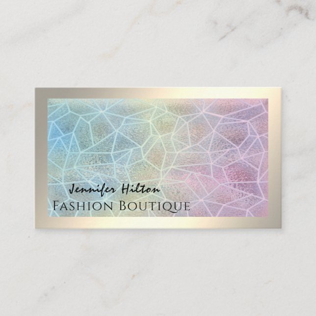 Holographic mosaic luxury shiny business card (Front)