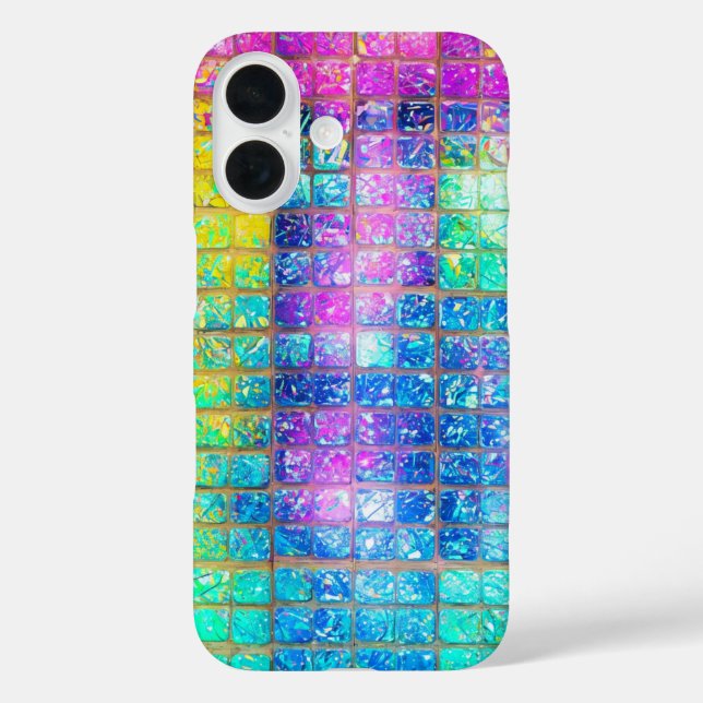 Holographic Mosaic Tile Rainbow Phone Case (Back)