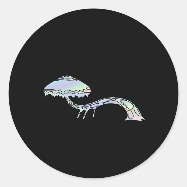 Holographic Mushroom Classic Round Sticker (Front)