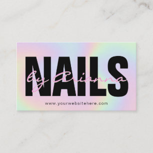 Holographic Nail Salon   Nail Tech   Nail Stylist Business Card
