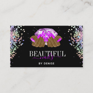holographic nail salon woman hand nails technician business card