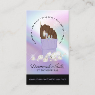 Holographic Nail Tech Nail Salon Trendy Hand Logo Business Card