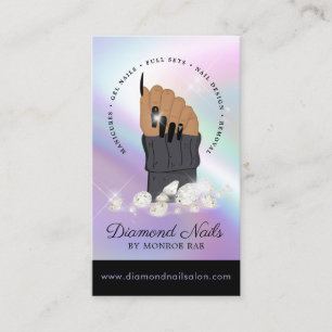Holographic Nail Tech Nail Salon Trendy Hand Logo Business Card