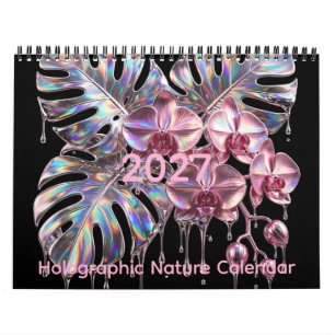 Holographic Nature - Chrome Botanical Dreams 2027 Calendar