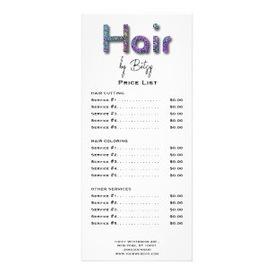 Holographic Neon Glitter Hair Stylist Rack Card 