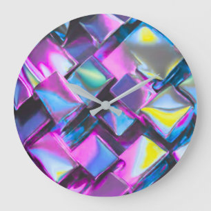 Holographic Neon Glow Aesthetic  Large Clock