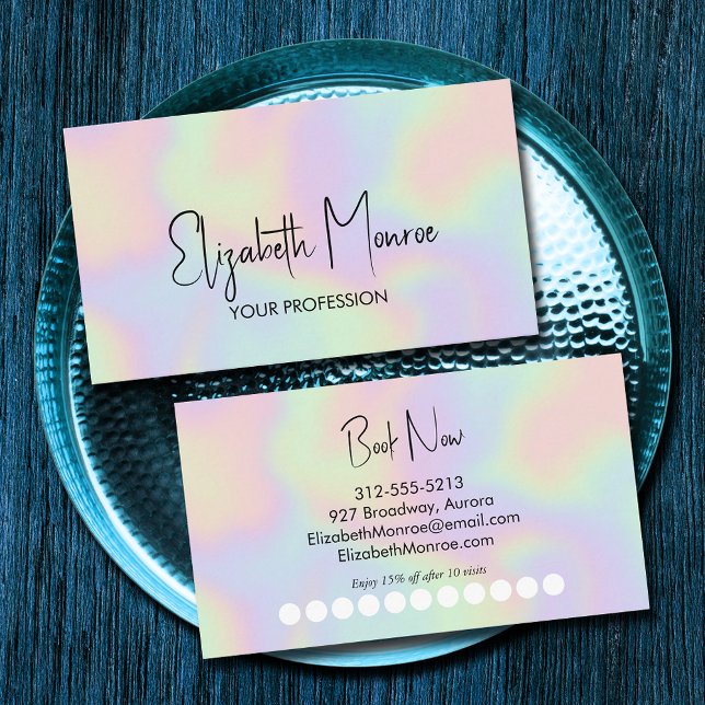 Holographic Opal Gemstone Loyalty Business Card (*BEST TO USE SIGNATURE UV GLOSS paper we selected for best results with holographic illustration)