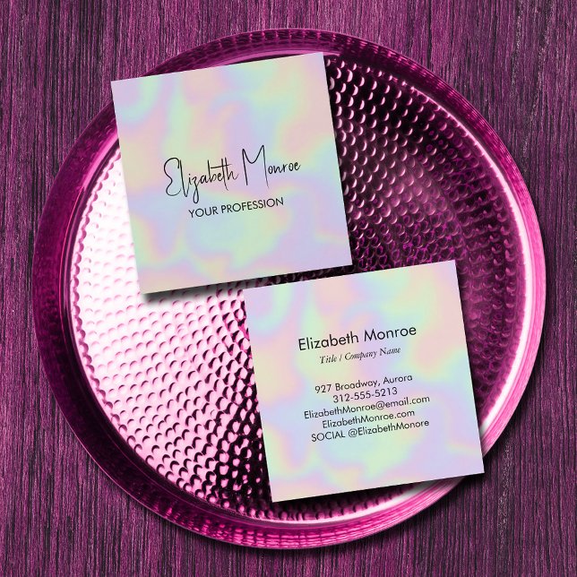 Holographic Opal Gemstone Square Business Card (*BEST TO USE SIGNATURE UV GLOSS paper we selected for best results with holographic illustration)