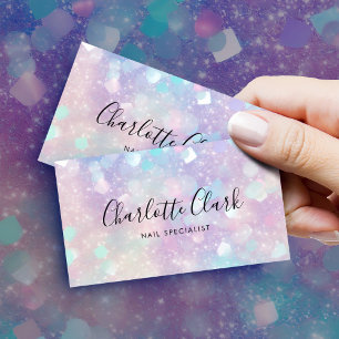 Holographic Opal Glitter QR Code Business Card
