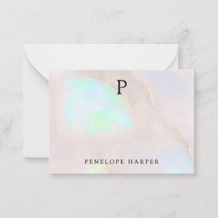 Holographic Opal Iridescent Monogram Chic Card