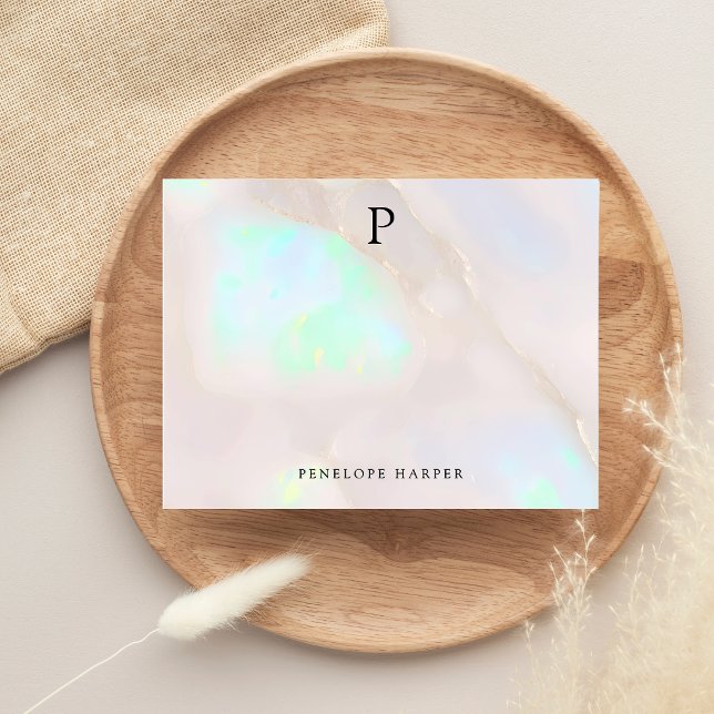 Holographic Opal Iridescent Monogram Chic Card (Creator Uploaded)