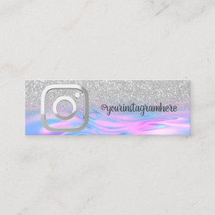 Holographic Opal Silver Bokeh Instagram  Mini Business Card
