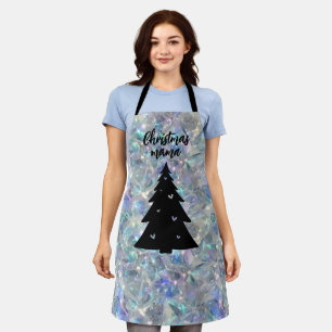 Holographic Opal Stone Background Christmas Mama Apron
