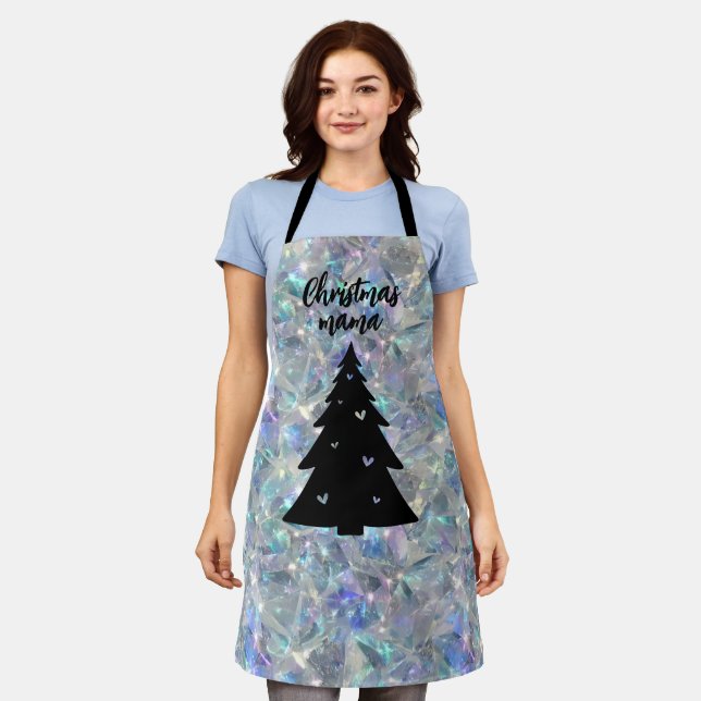 Holographic Opal Stone Background Christmas Mama Apron (Worn)