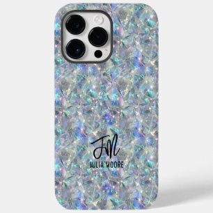 Holographic Opal Stone Background Monogram iPhone 14 Pro Max Case