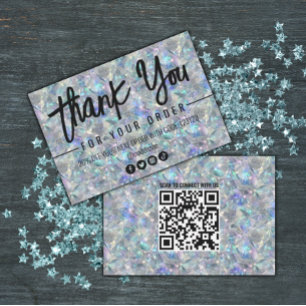 Holographic Opal Stone Background Thank You Card